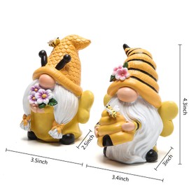 Hodao - Decoración de gnomos de jardín de primavera, gnomo de abeja, decoración del Día Mundial de las Abejas, regalos - Figura de enano sueco, mesa de verano, miel, abejorros, gnomos, decoraciones