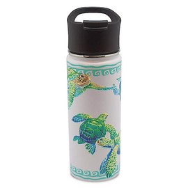 Hawaii Style Island Flask Tumbler Swimming Honu Turtle White