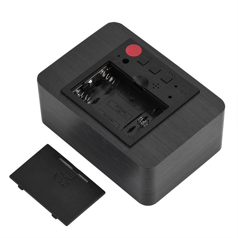 Wooden Electronic Digital Alarm Clock Temperature LED Display Sounds Control