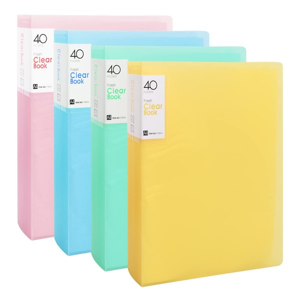 Pack of 4 A4 Display Book with Transparent Pockets, A4