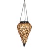 Exhart Amber Solar Lantern – Glass Tear-Shaped Hanging Lantern –