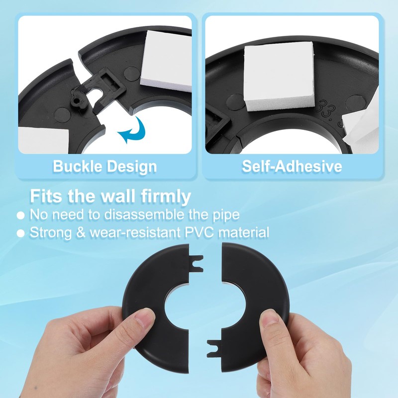 PATIKIL Wall Split Flange 2"/51mm, 4Pcs ABS Round Self-Adhesive Escutcheon