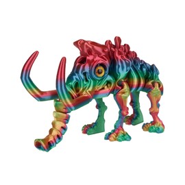 Aultuotion 3D Printed Skull Mammoth, Colorful Mammoth, 6.69 inch (17 cm) Mammoth Shaped Gadget Sculpture, Home Decor Statue (Palette Rainbow, 17cm)