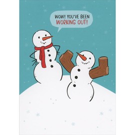 Sellers Publishing RSVP Snowman Has Been Working Out: Logs Arms Funny/Humorous Christmas Card