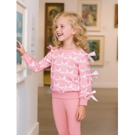 Voxikodex Size 6 7T Toddler Kid Girl Cute Outfits Clothes 2PCS Pink Small Heart Print Fall Winter Spring Pants Outfits Set(6-7T)