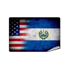 4" x 6" Decal/Sticker with Flag of El Salvador - Rustic w USA Flag - UV Resistant - Outdoor Quality - Lasts for years