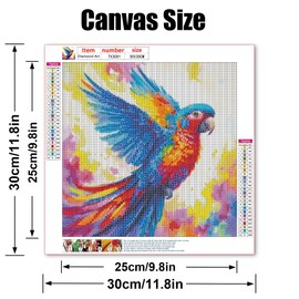 Leixonl 5D Diamond Painting Kits for Adults and Beginner Diamond Art Paint by Numbers for Home Wall Decoration and Gifts(12X12 inch) (Parrot)