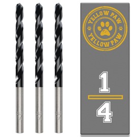 1/4 Inch Drill Bit (3 Pack) Industrial Grade M35 Cobalt Titanium Aluminum Nitrite - 1/4" Diameter & Total Length of 4" with Working Length of 2-3/4" Easily Drill Into Metal, Steel, & Aluminum