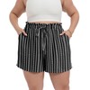 OLRIK Womens Plus Size Shorts with Pockets Ruffle Belted Elastic
