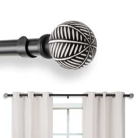 Black Curtain Rod for Windows 72 to 144 inches, 1" Diameter, Adjustable Curtain Rods for Living Room Windows with Decorative Finials - Heavy-Duty, Telescoping curtain rods -Easy to Install, 72-144inch