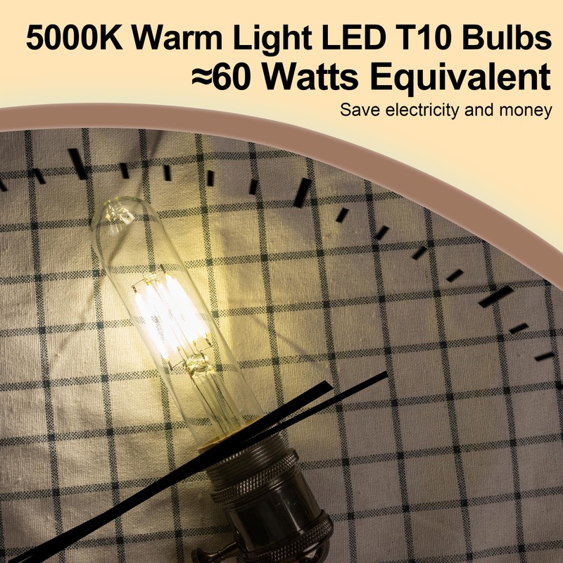 runquiz T10 Tubular Led Bulbs 60w Equivalent, Dimmable 5.25 Inch