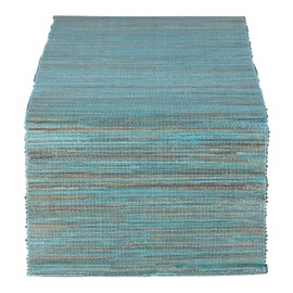 Fennco Styles Shimmering Woven Nubby Texture Water Hyacinth 14 x 90 Inch Table Runner - Turquoise Table Cover for Home Decor, Dining Table, Holidays and Special Events