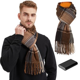 JOYTEK Heated Scarf for Women Rechargeable, Heated Scarfs for Men Three Temp Settings with 6000mah Battery Heated Scarf Rechargeable Neck Heating Pad-Black Grey