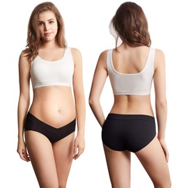 Mama Cotton Women's Under The Bump Maternity Panties Pregnancy Postpartum Maternity Underwear (Color-Multicolor-C 5 Pack, Size-M)