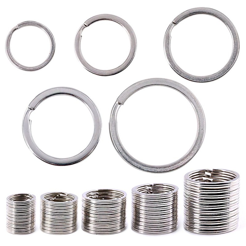 Swpeet 60 Pcs Assorted Multi-Purpose Metal Keychain Rings Split Keyrings