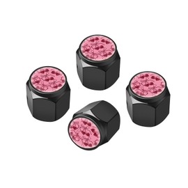 Tire Valve Stem Caps Cover,4 Pcs Metal Black Air Valve Cap, Aluminum Car Wheel Stem Caps,Universal Stem Covers for Cars,Trucks,Bikes,Bicycles, Motorcycles,Corrosion Resistant (Cherry Bow)