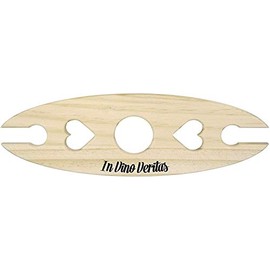 MIJOMA Weinbutler Flaschenbutler Weinregal für Flaschenhals Glashalter für Zwei Gläser mit Herz-Aussparung und Spruch aus Holz 25,5 x 8 x 1 cm (In Vino Veritas)