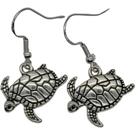 Sea Turtle Earrings Sterling Silver 925 Hooks, for Girls and Women. Beach Party/Holiday Jewellery