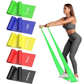 Resistance Bands Set, 5 Pcs Exercise Bands, Elastic Stretch Bands for Physical Therapy, Strength Training, Yoga, Pilates, at-Home or The Gym Workouts (5 PCS)