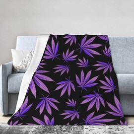 Purple Weeds Leaves Blanket Super Soft Flannel Blanket Comfy Cozy Throw Blanket Couch Lightweight Blankets for Living Room Bedroom 50"x40"