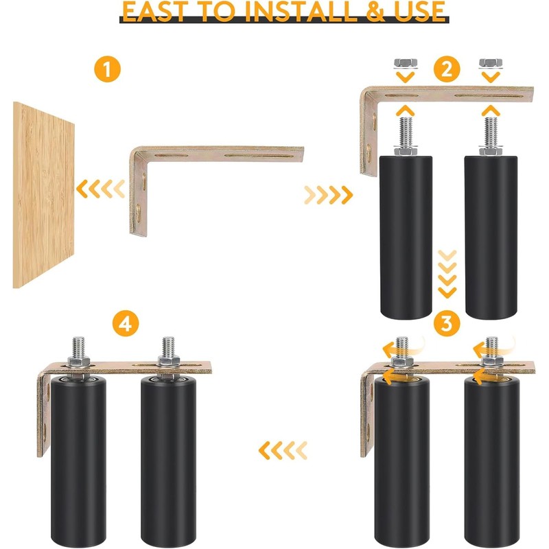 2 Pack 6" Gate Roller Guide with L-Bracket, Universal Adjustable