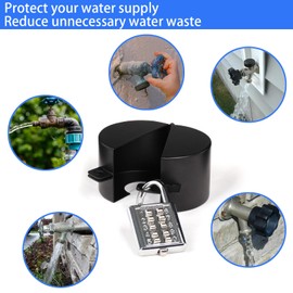 Lock for Faucet Outdoor Faucet Lock Stainless Steel Hose Lock with Password Padlock, Outdoor Hose Lock Cover Gate Valve Lock Propane Tank Locking Device （Black）