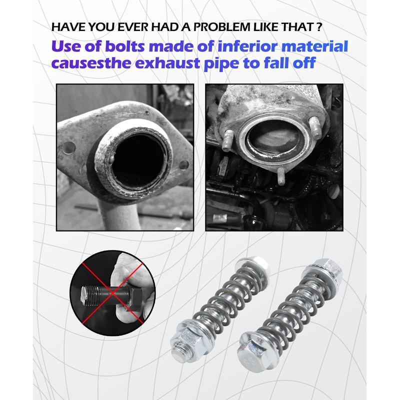iolory 2PCS Automotive Exhaust Manifold Bolt Kit,M10 M8 Exhaust Bolts