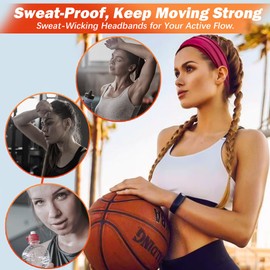 Sports Headbands for Women 6pcs,Yoga Workout Headbands Non Slip Yoga Headbands for Women‘s Hair Sport Hair Bands Cloth Headbands Stretchy Hair Band Summer Hair Accessories Elastic Hair Bands(A)