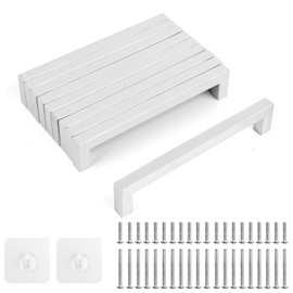 ROTKUSZ Upgrade 20 mm Wide, Pack of 10 Cabinet Handles, Black Matt Stainless Steel, Kitchen Handles with Screws, Furniture Handles, 128 mm Hole Spacing, Handles for Kitchen Cabinets, Door Handle