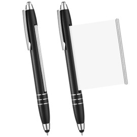Pack of 2 Black Ballpoint Pens with Cheat Sheet Ballpoint Pen with Retractable Note Spicker Pen with Blue Refills for Writing Notes School Office Children Women Men