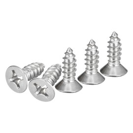 DTGN 25Pcs #12x5/8 Flat Head Wood Screws, 304 Stainless Steel Phillips Self Tapping Screws - Good for Woodworking, Furniture - Silver