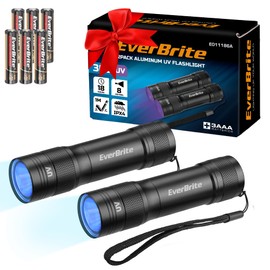 EverBrite 2 Pack UV Flashlight, 365nm EDC Blacklight Flashlight, Small Portable Black Light for Pet Urine, Scorpion Hunting, Small Resin Spot Curing -Batteries Included