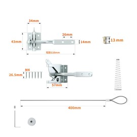 Self Locking Gate Latch, Automatic Gravity Door Latch for Metal & Wooden Fences,Stainless Steel Spring Loaded with Adjustable Lock,Longer Fasteners & Pull String,Secure Pool & Garden Gates (Silver)