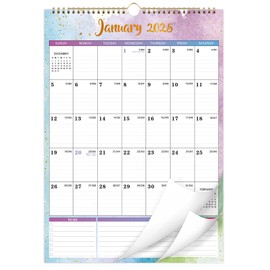 2025 Wall Calendar - Wall Calendar 2025, 12" x 17", Jan.2025 - Dec.2025, 2025 Calendar with 12 Months, Twin-Wire Binding + Hanging Hook + Large Ruled Blocks with Julian Dates