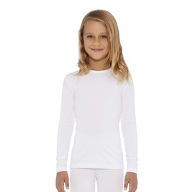 Rocky Girl's Thermal Base Layer Top (Long John Underwear Shirt) Insulated for Outdoor Ski Warmth/Extreme Cold Pajamas (White - Large)