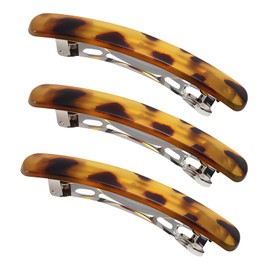 3 Pack Matte Leopard Print Tortoise Shell French Hair Barrettes Flat Acrylic Hair Clips For Thick,Kinky,Curly,Voluminous Hair Hair Styling Clips Ponytail Metal Hair Clasps (Leopard print yellow)