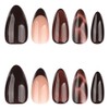 Uñas postizas de color marrón oscuro con punta francesa y