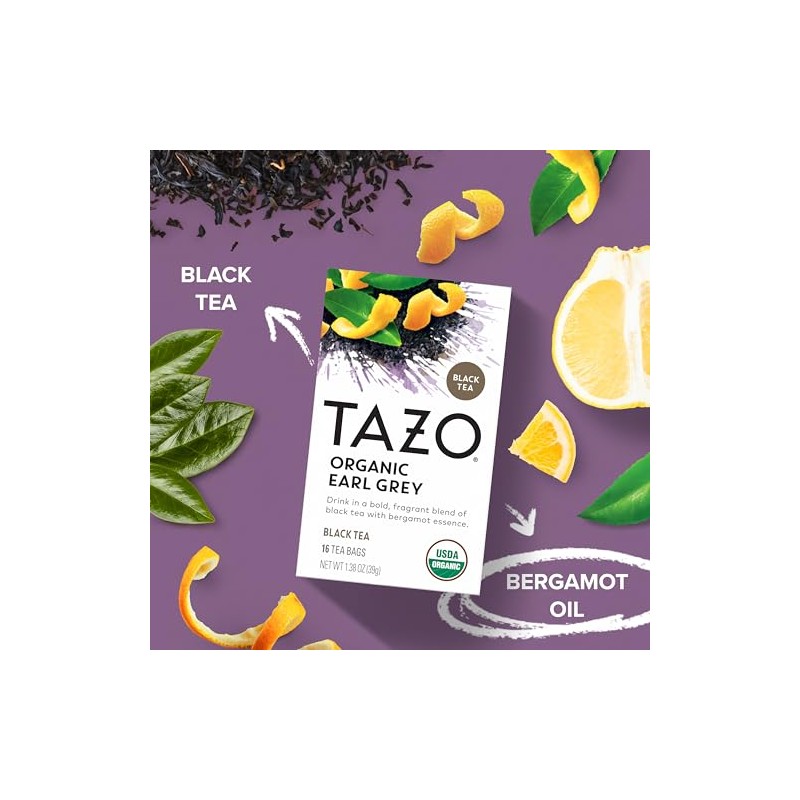 TAZO Organic Earl Grey Black Tea Bags with Bergamot Flavor