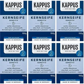 Kappus Sensitive Core Soap - 6 x 150 g (900 g) - Mild Vegetable Cleansing Soap with Glycerine, Fine Fragrance, Vegan & Skin Neutral