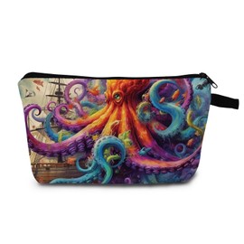 MoCaliduccious Octopus Makeup Bag for Women Travel Cosmetic Organizer Bag Teacher Appreciation Gifts Small Zipper Toiletry Bag