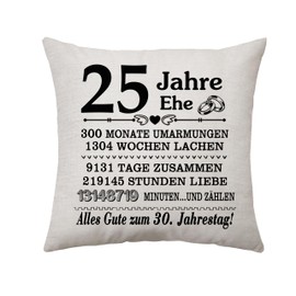 25-Years Wedding Anniversary Cushion Cover Gift for Wife Husband, Keepsake Decoration Gift for Couples Parents Women Men Mum Dad Aunt Uncle Friends (25 Yrs)