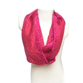 Ladycrow - Luxury Hand Painted Habotai Silk Scarf in Salt Water Dyed - Strawberry Pink