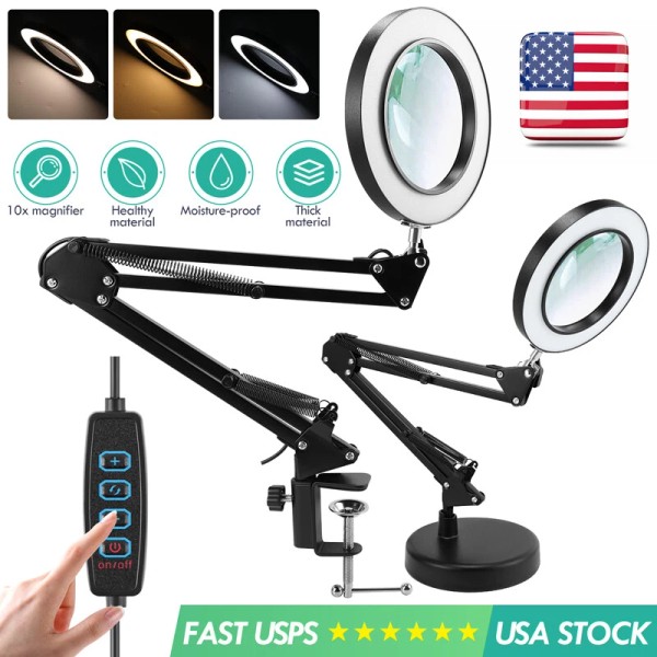 10X Rotundity Magnifying Glass with Light and Stand 3 Color