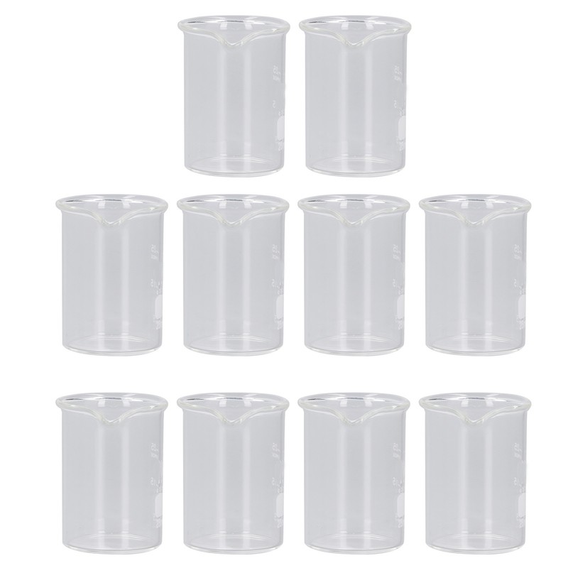 10PCS Glass Beaker Set Experiment Measuring Cup with Scale Teaching