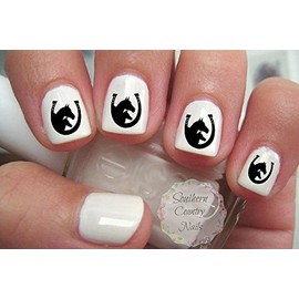 Double Horse Head and Horse Shoe Colt and Horse Nail Art Nail Decals