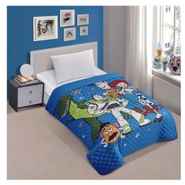 Jay Franco Toy Story Twin Quilted Bedspread Fairground Stars, Blue, JF14533
