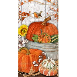 IHR Ideal Home Range Dinner Napkins Disposable 3-Ply Paper Hand Towels, 8.25" x 4.5", It's Pumpkin Time, 16-Count