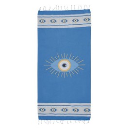 Evil Eye Hammam Towel – Fast-Drying Turkish Beach Towel | 80% Cotton, 20% Polyester | 90x180 cm (35.5x71 in) | Imported from Greece