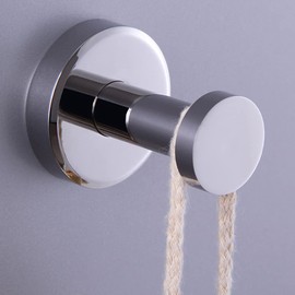 Wall Mount Bath Robe Towel Hook SUS304 Stainless Steel Wall Hook Heavy Duty Clothes Coat Hanger Round Shower Cloth Hanger for Bedroom Bathroom Kitchen(Polished Chrome)