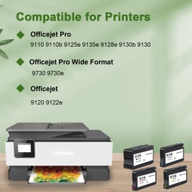 FIRSTINK High Capacity 936 Ink Cartridges 936e Ink Cartridge [with New Chip] Replacement for Officejet Pro 9110b 9125e 9135e 9128e 9130b Wide Format 9730e Officejet 9122e Printer(4-Pack)